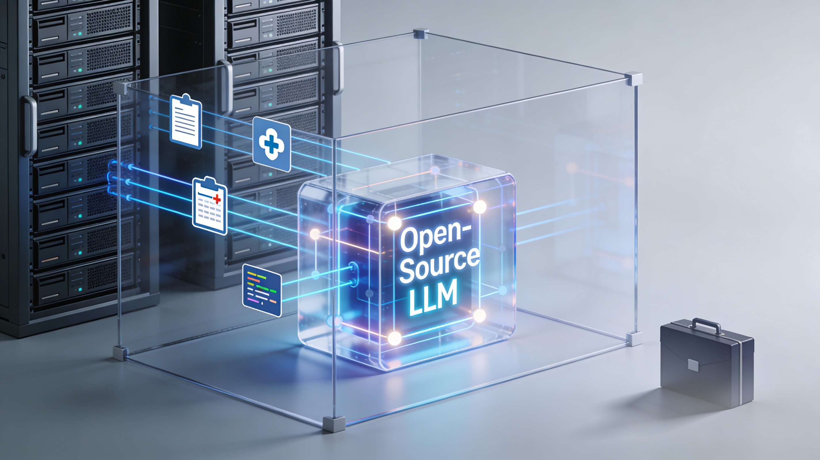 Illustration of open-source LLM securing enterprise data